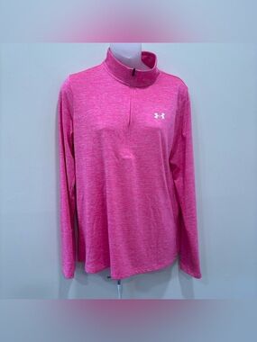 Under Armour Hot Pink Heather Quarter-Zip Performance Top loose fit medium